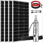 200m complete kit dc solar submersible water pump with solar panels and a controller